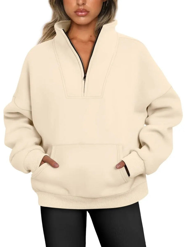 Love Salve Half Zip Sweatshirt Women's Fall/Winter Oversized Pullover - Comfy & Trendy
