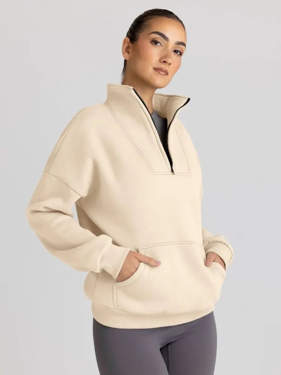 Love Salve Half Zip Sweatshirt Women's Fall/Winter Oversized Pullover - Comfy & Trendy