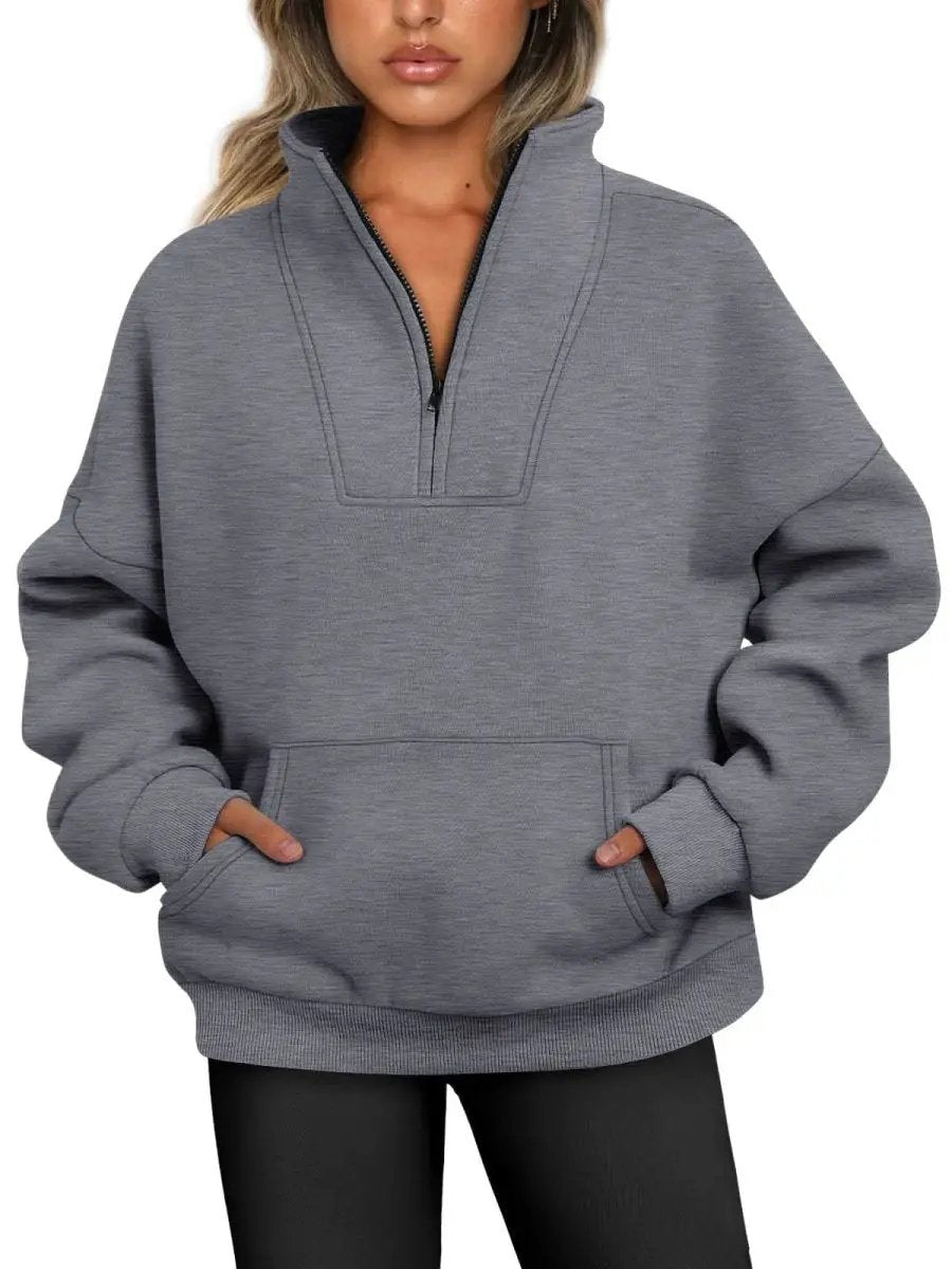Love Salve Half Zip Sweatshirt Women's Fall/Winter Oversized Pullover - Comfy & Trendy