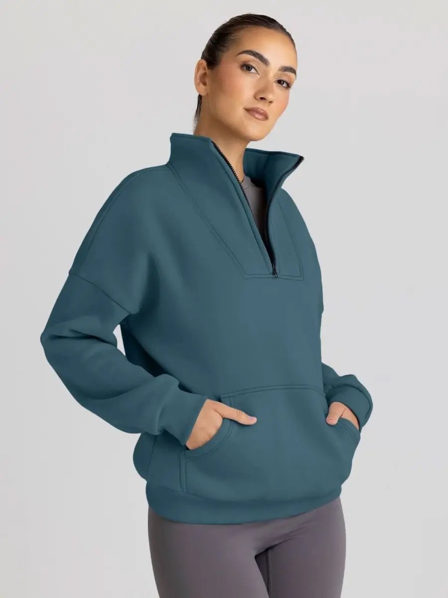 Love Salve Half Zip Sweatshirt Women's Fall/Winter Oversized Pullover - Comfy & Trendy
