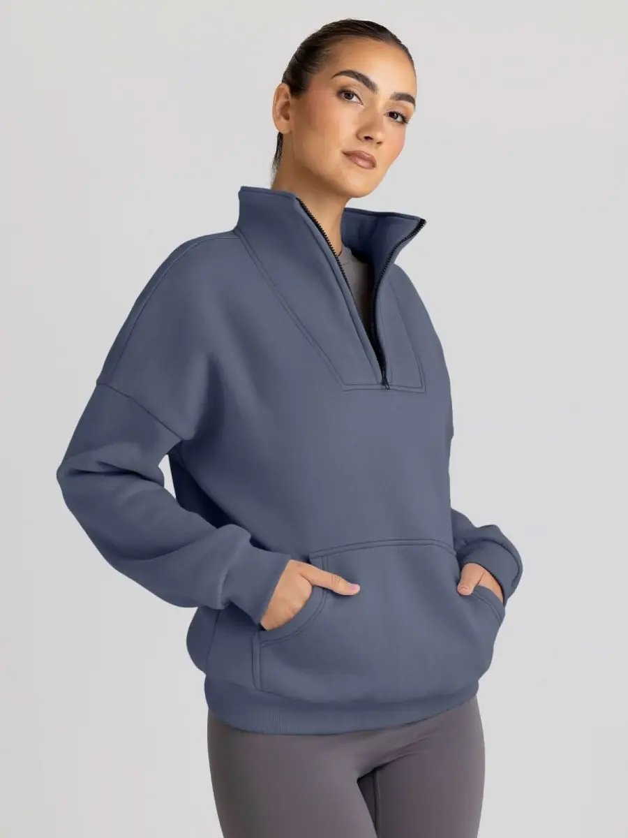 Love Salve Half Zip Sweatshirt Women's Fall/Winter Oversized Pullover - Comfy & Trendy