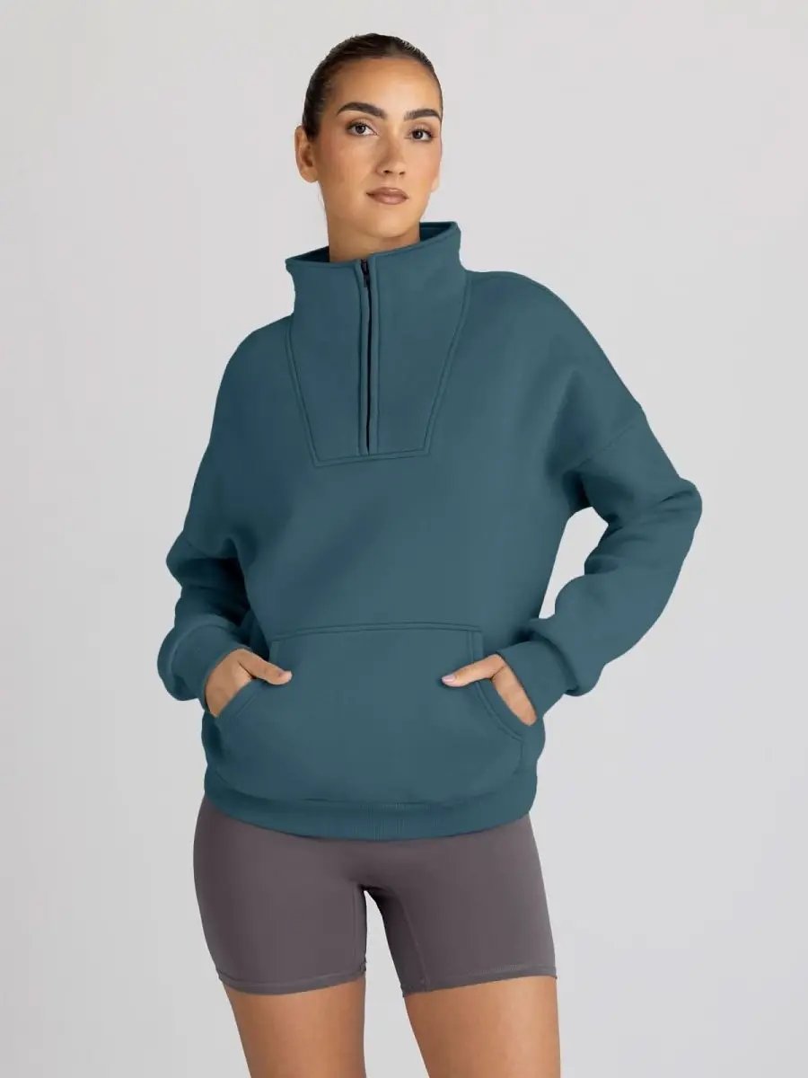 Love Salve Half Zip Sweatshirt Women's Fall/Winter Oversized Pullover - Comfy & Trendy