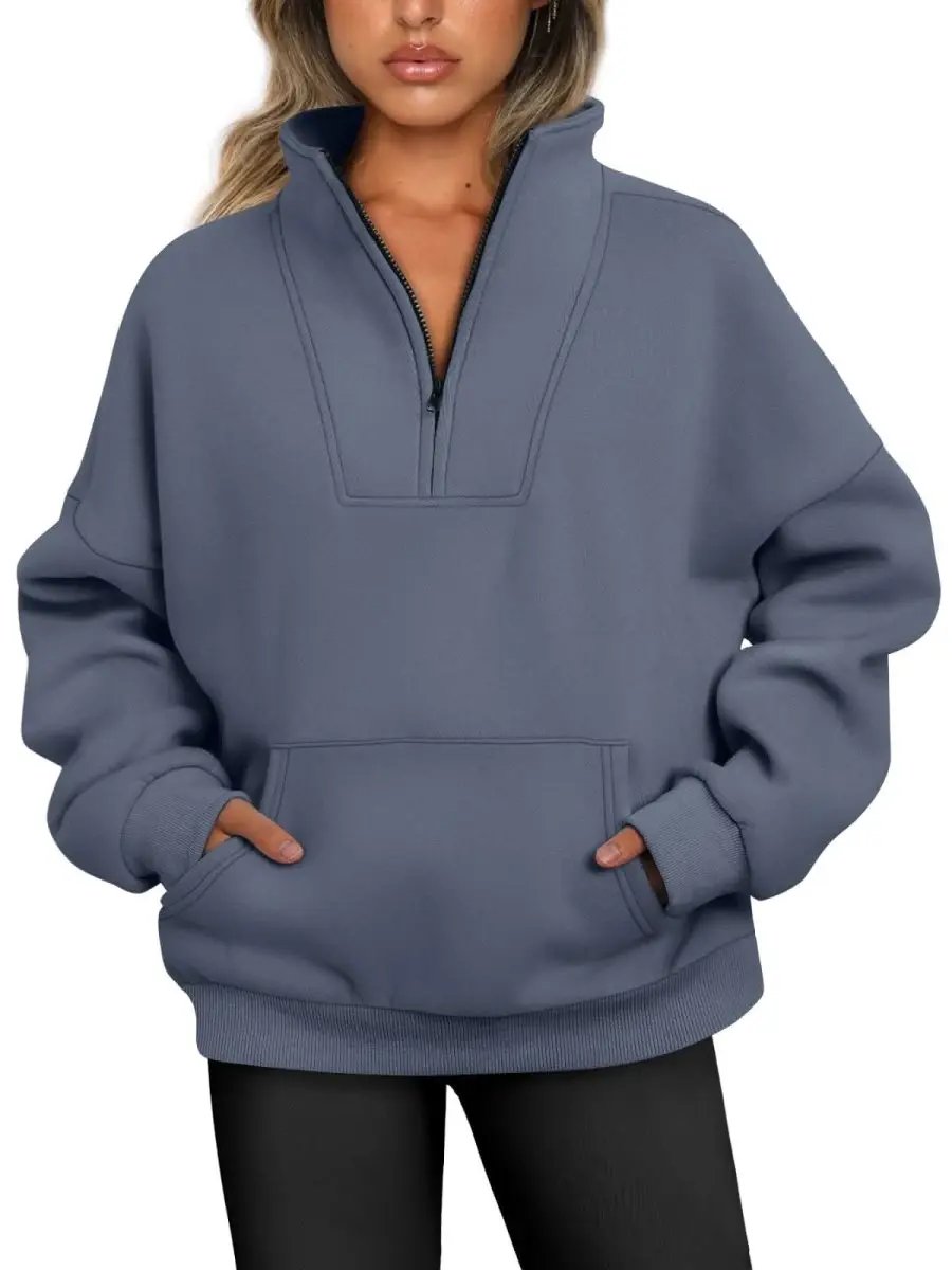 Love Salve Half Zip Sweatshirt Women's Fall/Winter Oversized Pullover - Comfy & Trendy