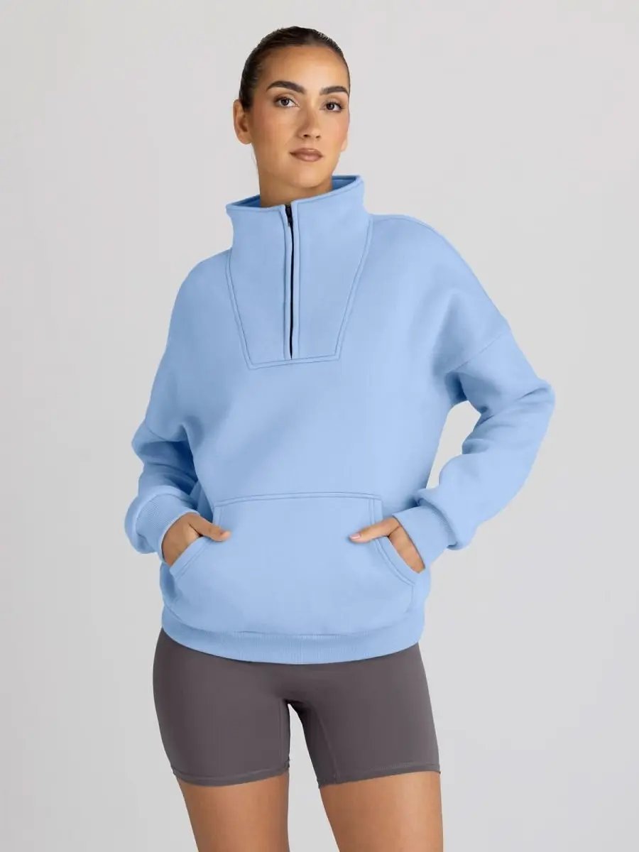 Love Salve Half Zip Sweatshirt Women's Fall/Winter Oversized Pullover - Comfy & Trendy