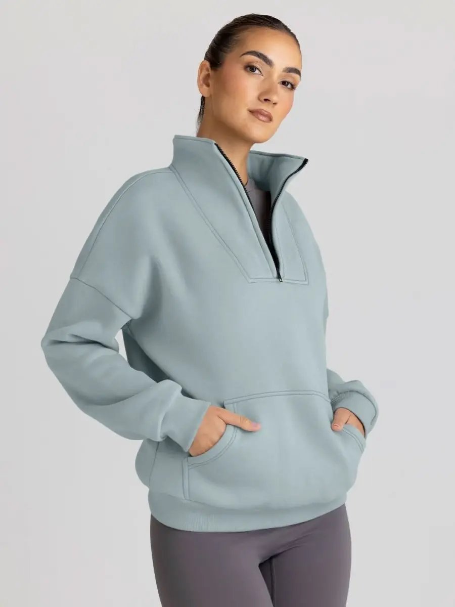 Love Salve Half Zip Sweatshirt Women's Fall/Winter Oversized Pullover - Comfy & Trendy