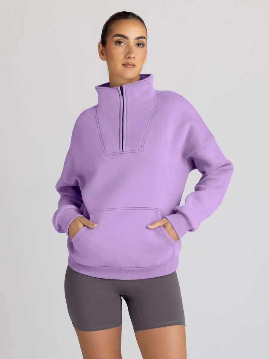 Love Salve Half Zip Sweatshirt Women's Fall/Winter Oversized Pullover - Comfy & Trendy