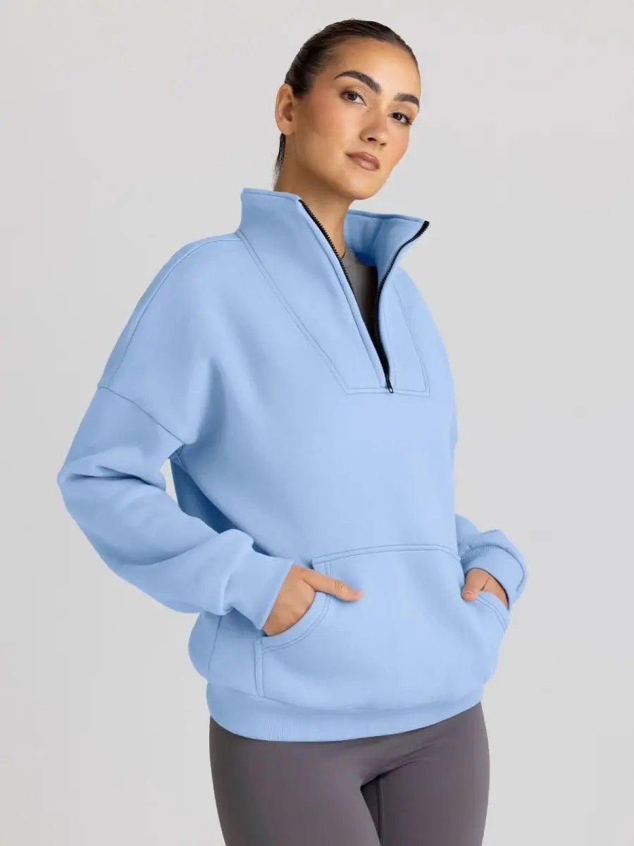Love Salve Half Zip Sweatshirt Women's Fall/Winter Oversized Pullover - Comfy & Trendy
