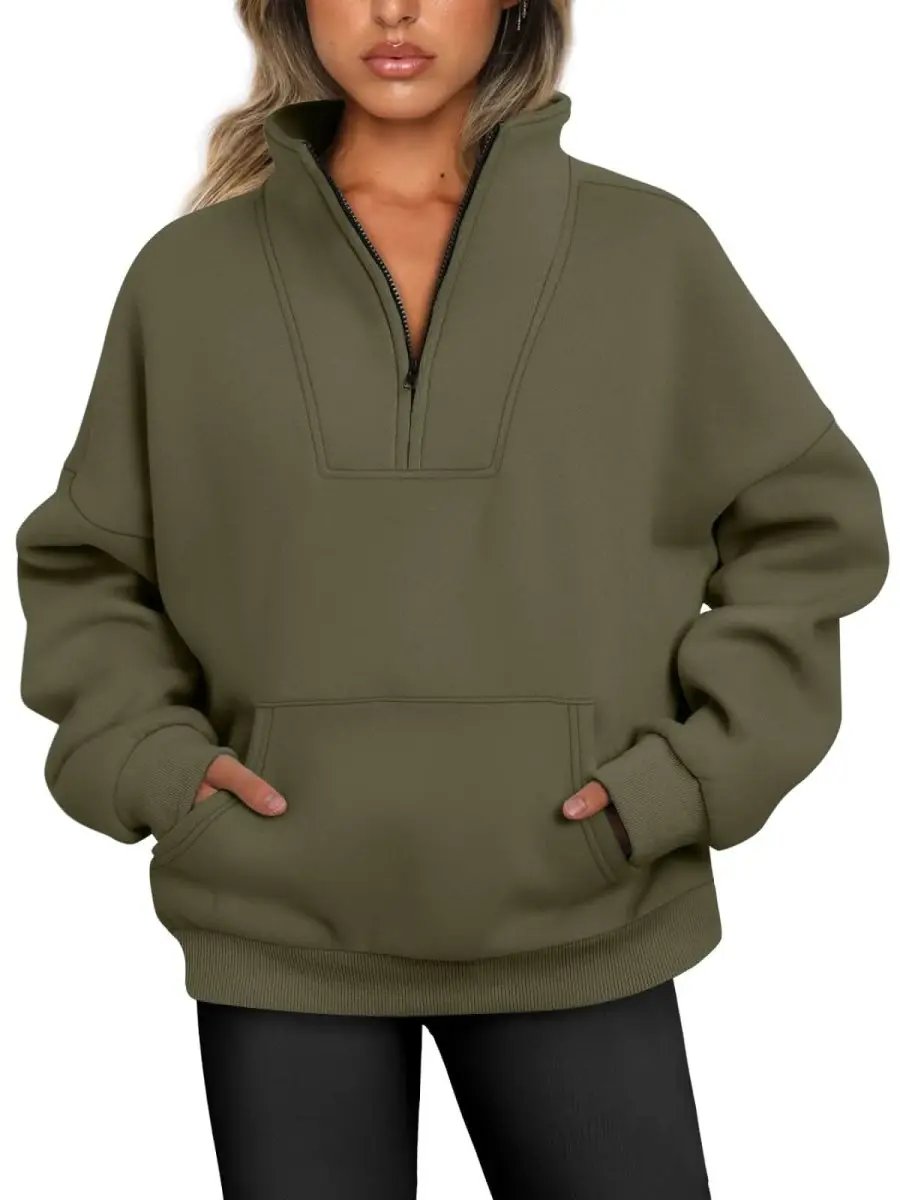 Love Salve Half Zip Sweatshirt Women's Fall/Winter Oversized Pullover - Comfy & Trendy