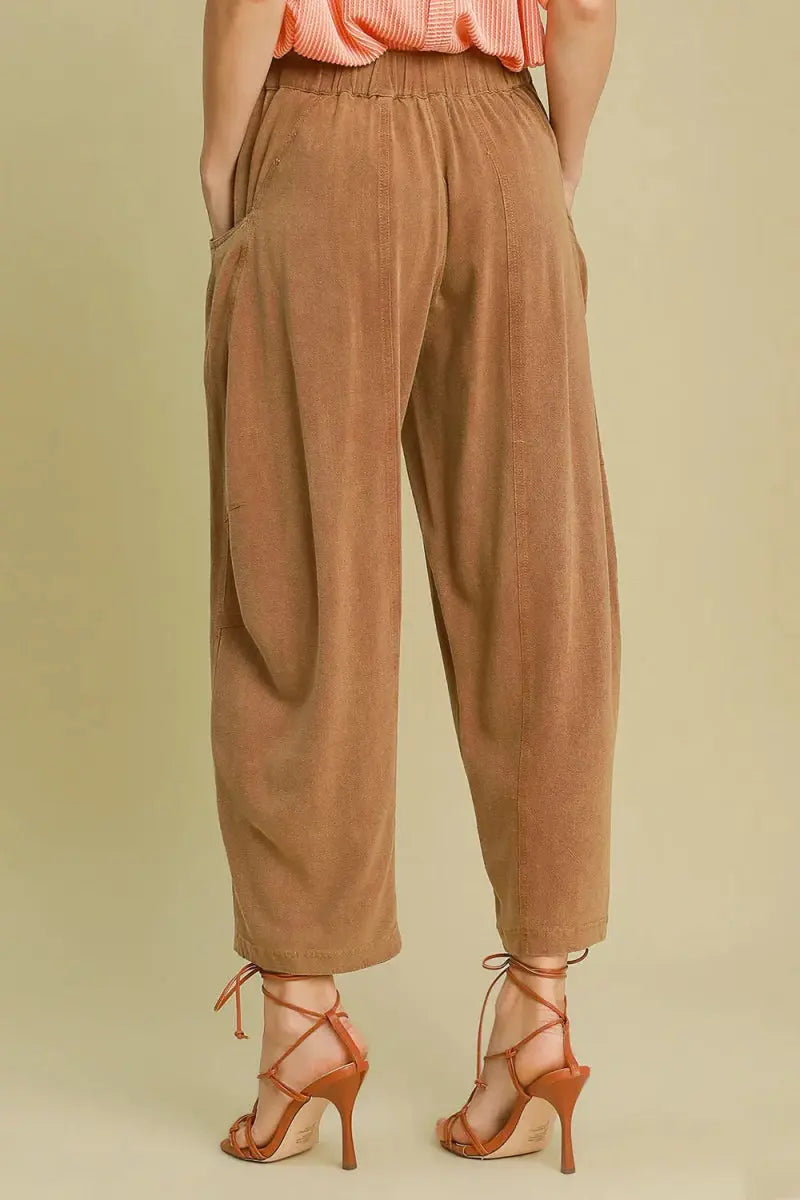Trendsi Umgee + Elastic Waist Pants + Casual Everyday + Women's Bottoms + Baggy Fit, Pockets