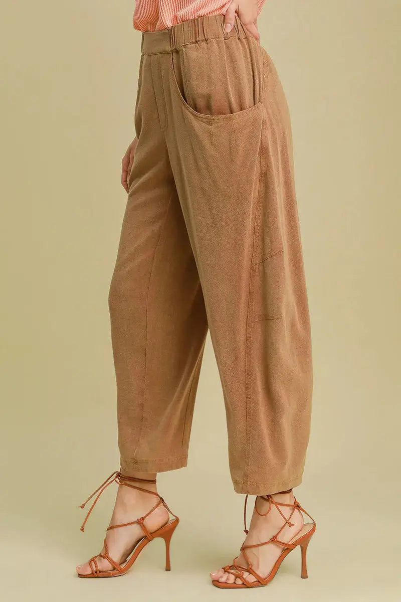 Trendsi Umgee + Elastic Waist Pants + Casual Everyday + Women's Bottoms + Baggy Fit, Pockets