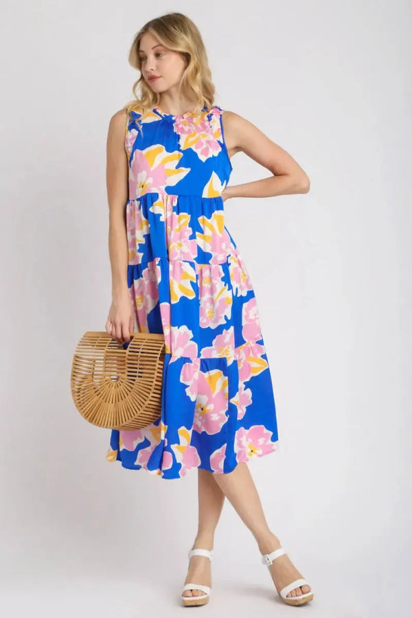 Trendsi Floral Midi Dress Women's Casual Summer Tank Dress Lightweight, Tiered