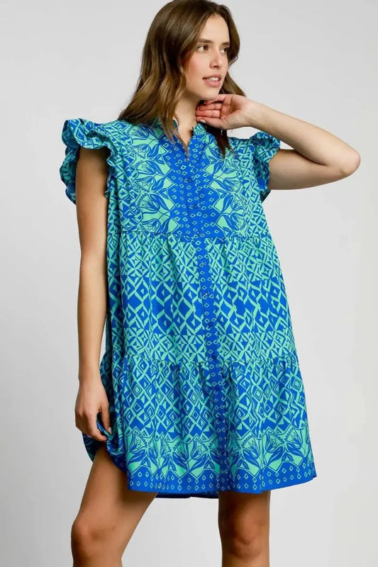 Trendsi Mixed Print Mini Dress Women's Plus Size Casual Dress - Comfy & USA Ship