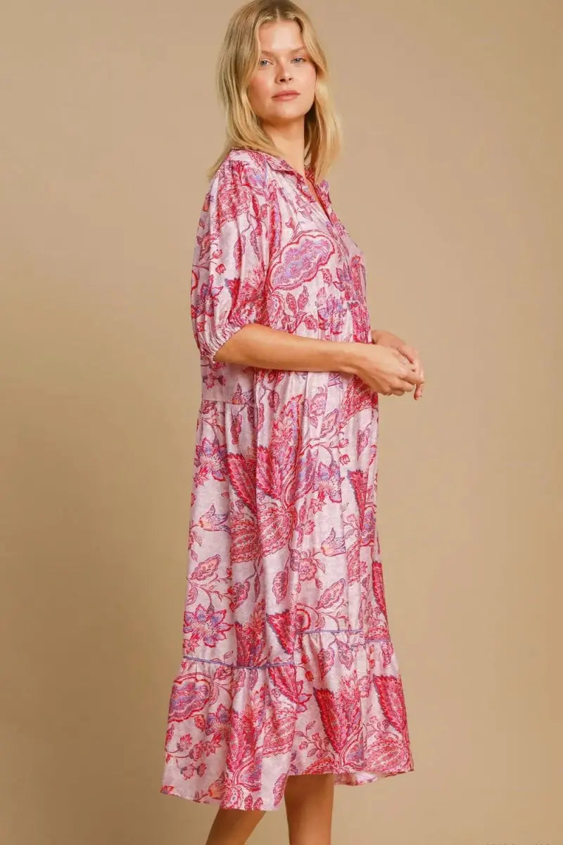 Trendsi Paisley Dress Women's Plus Size Casual Ruffle Hem Flowy Dress