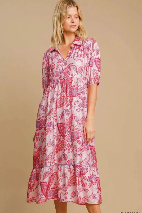 Trendsi Paisley Dress Women's Plus Size Casual Ruffle Hem Flowy Dress
