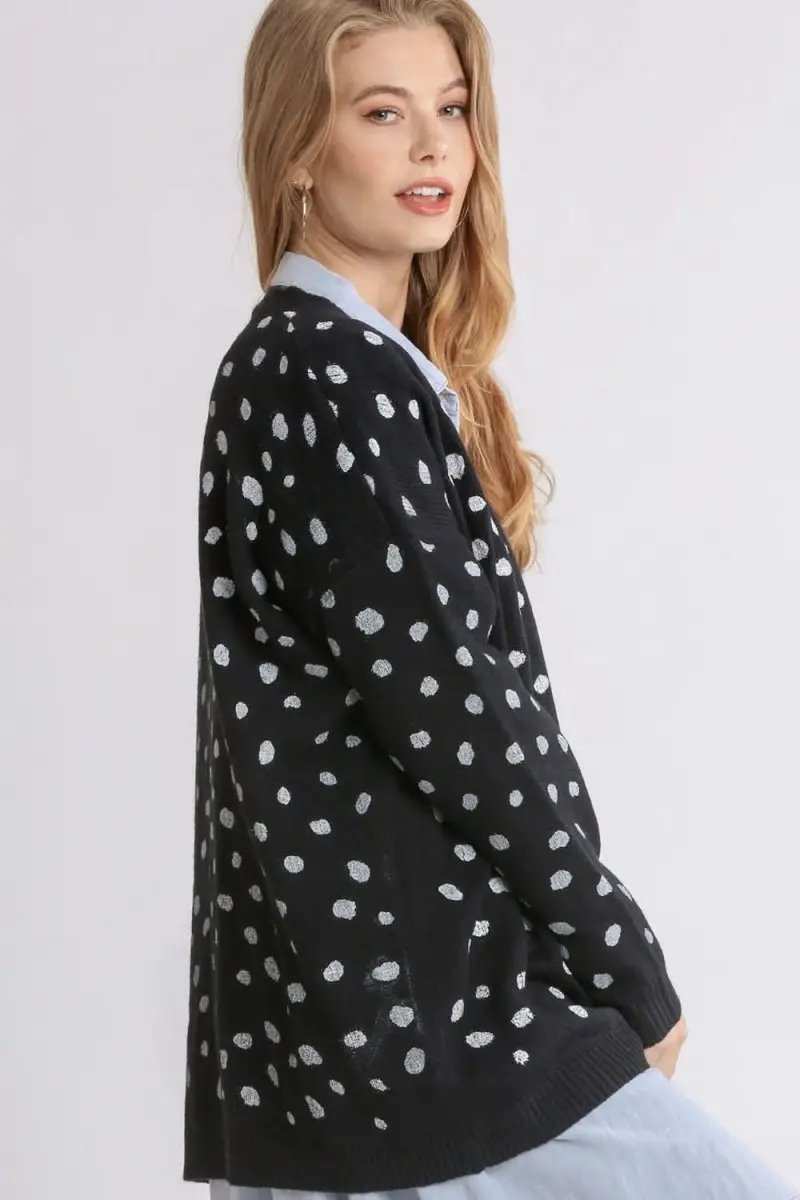 Trendsi Polka Dot Cardigan Women's Open Front Layering Lightweight Cardigan