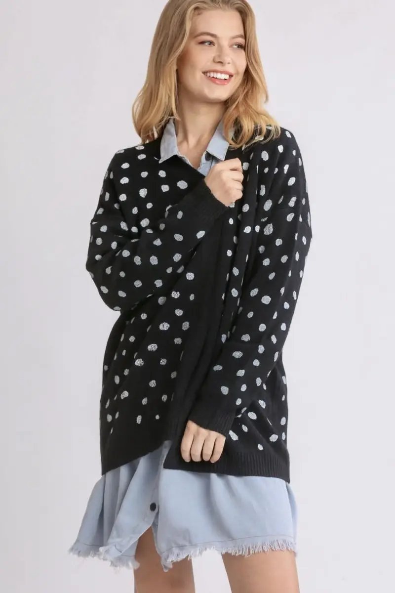 Trendsi Polka Dot Cardigan Women's Open Front Layering Lightweight Cardigan