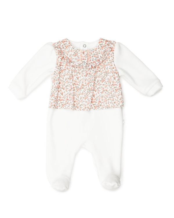 PURETE - Ivory Floral Velour Footie