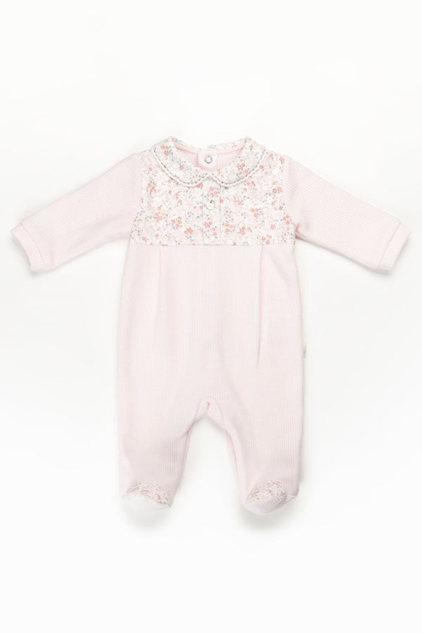 PURETE - Floral Pink Velour Footie