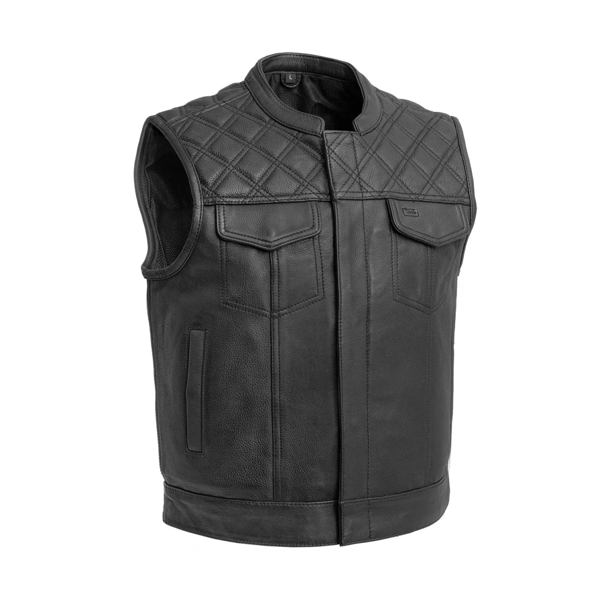 Upside Men's Club Style Leather Vest Orange and Green