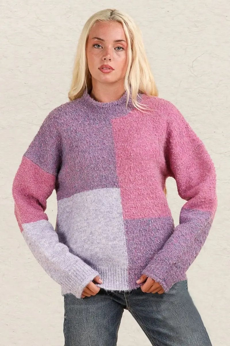 Trendsi Color Block Sweater Women's Fall Fashion Knit Top Soft & Cozy