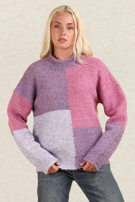 Trendsi Color Block Sweater Women's Fall Fashion Knit Top Soft & Cozy