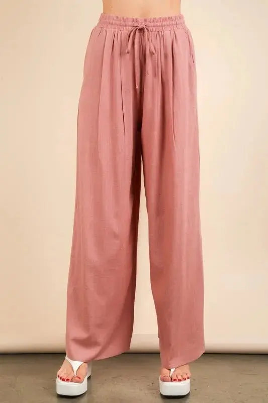 Woven Top & Pants Set - Comfortable - Two-Piece Outfit