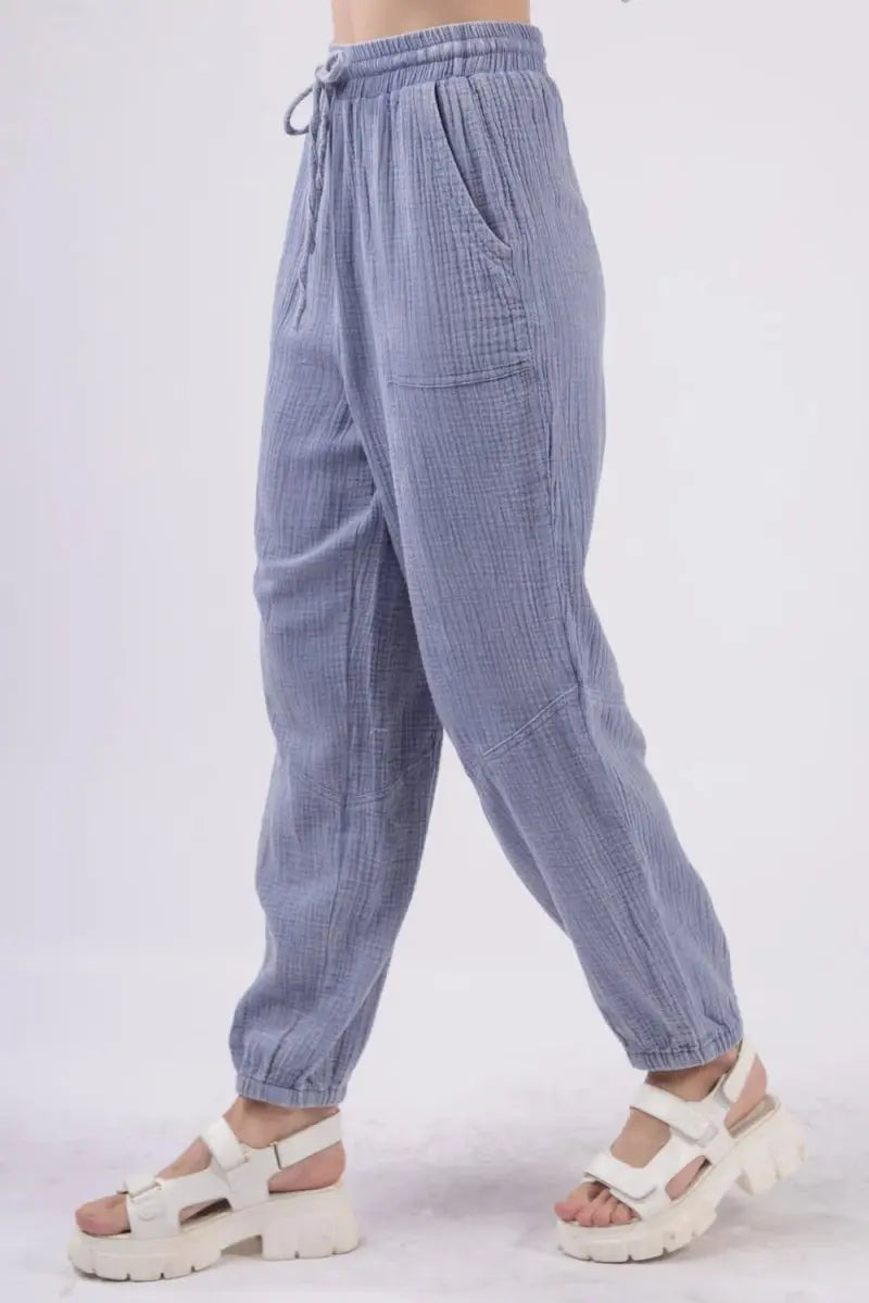 Cargo Pants - Crinkle Gauze Lightweight - Casual Comfy