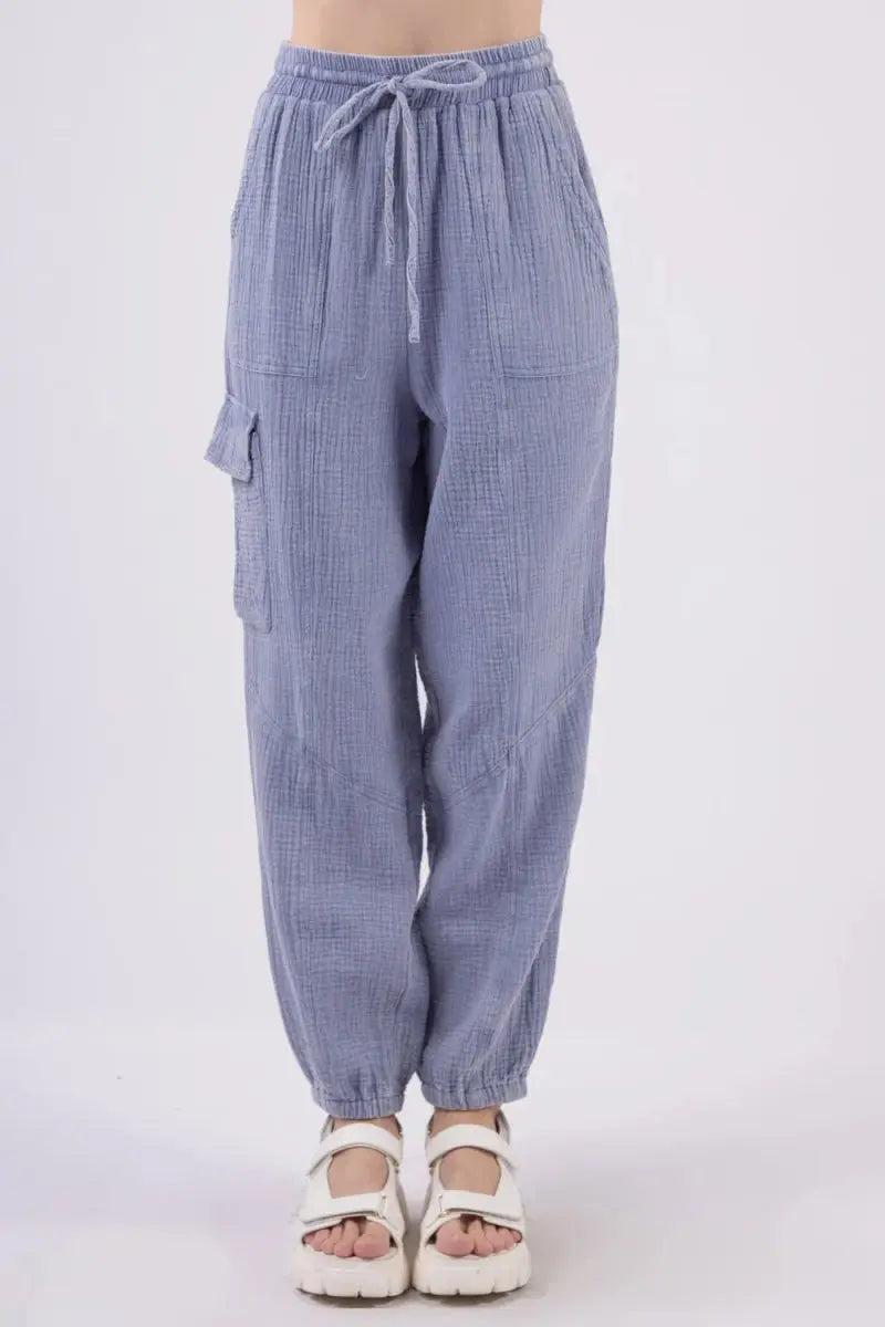 Cargo Pants - Crinkle Gauze Lightweight - Casual Comfy