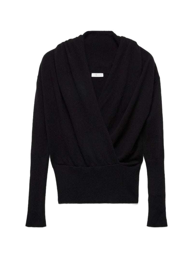 7 For All Mankind Wrap Sweater in Black