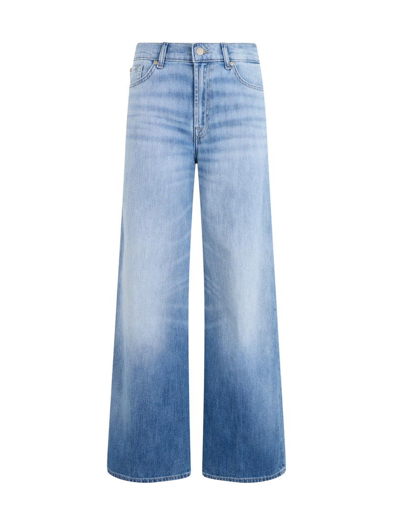 7 For All Mankind High-Rise Wide-Leg Jeans in Light Blue