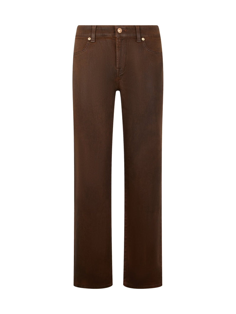 7 For All Mankind Coated Straight Jeans in Dark Brown