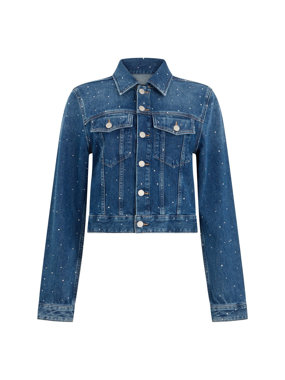 7 For All Mankind Cropped Denim Jacket in Blue Shine