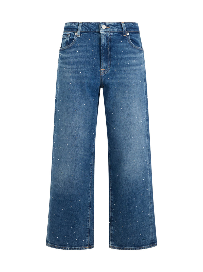 7 For All Mankind High-Rise Wide Jeans in Blue Shine