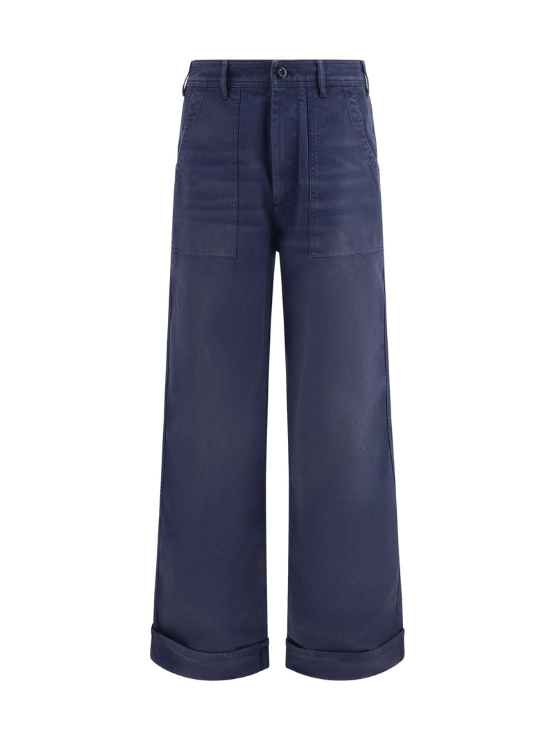 Acne Studios Cotton Twill Trousers in Navy