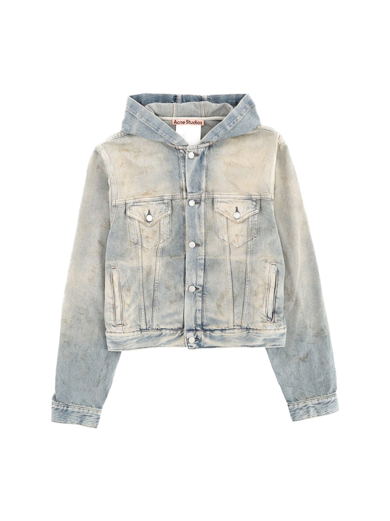 Acne Studios Hooded Denim Jacket in Washed Blue