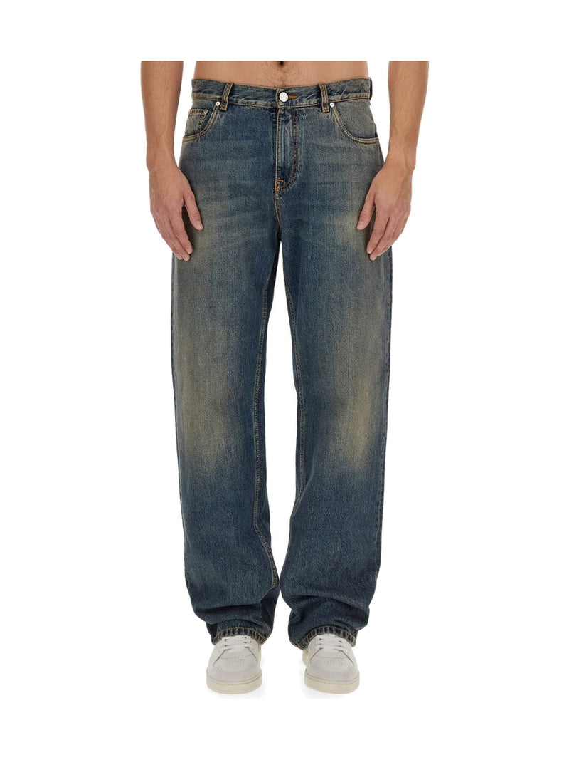 ETRO Wide Straight Jeans in Dirty Wash