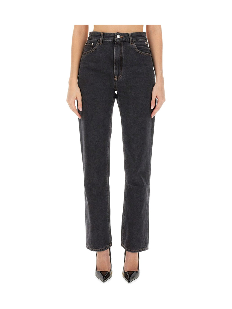 GCDS High-Waisted Straight Jeans in Black