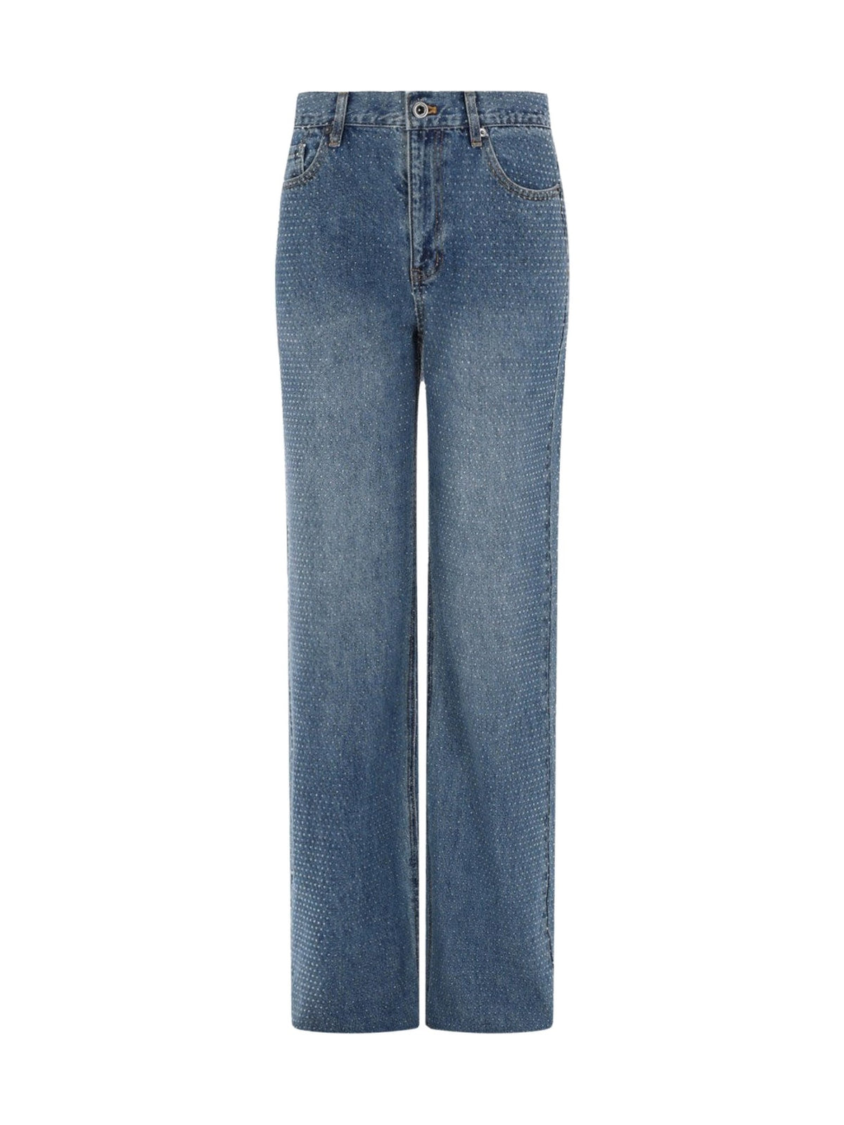 Self-Portrait Wide Jeans with Rhinestones