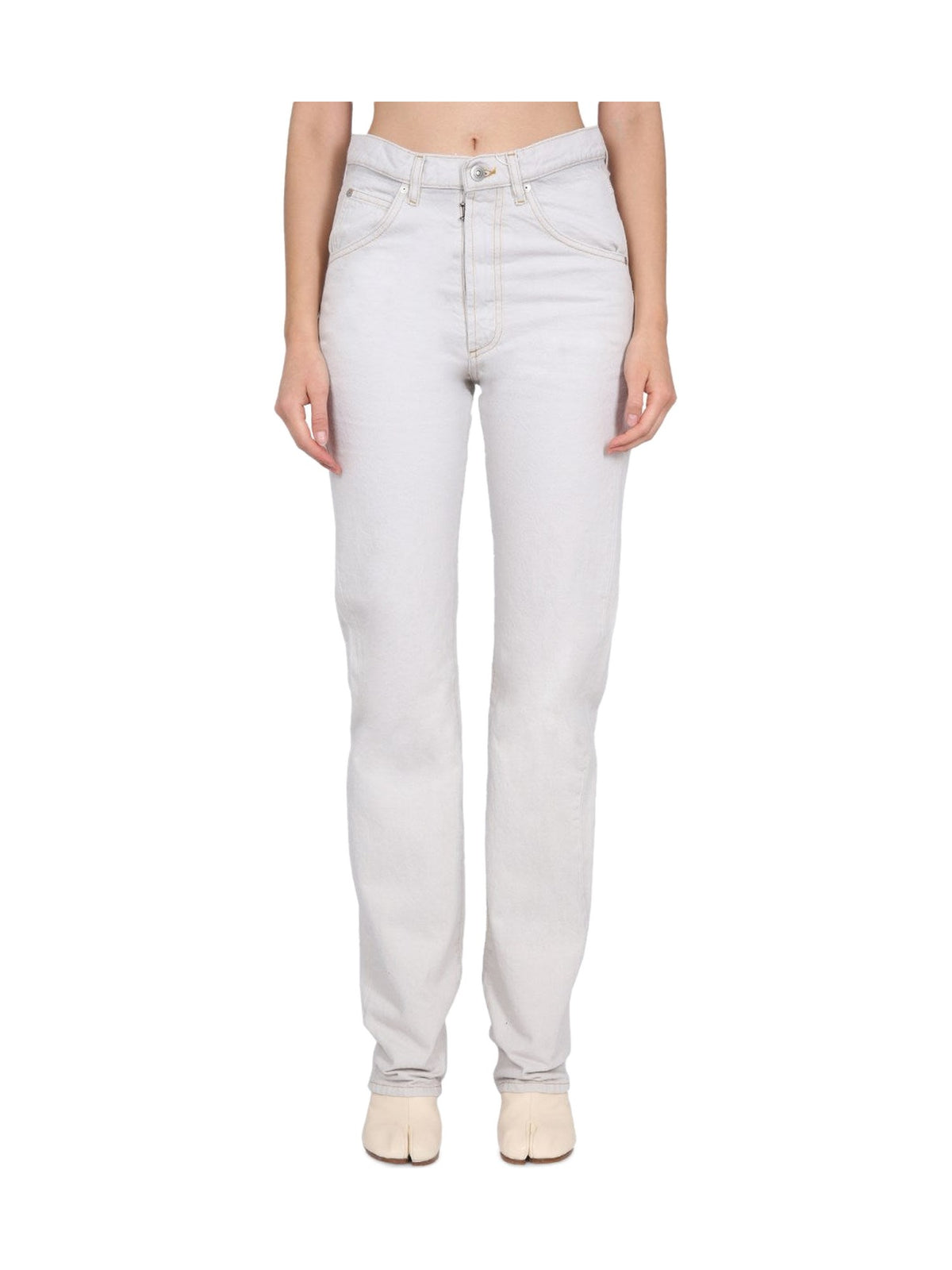 Maison Margiela Memory Of Asymmetric Jeans in Off-White
