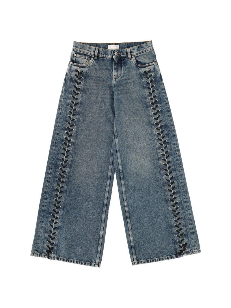 Stella McCartney Lace-Up Wide-Leg Jeans