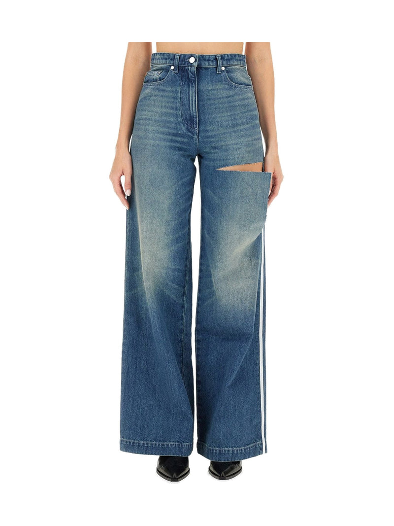 Peter Do Wide Jeans with Side Stripe and Thigh Slit