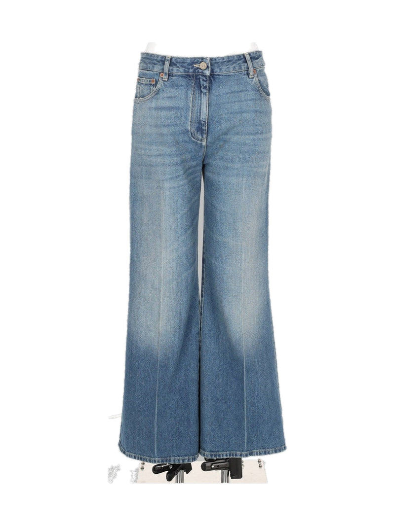 Valentino Wide Flare Jeans in Mid Blue