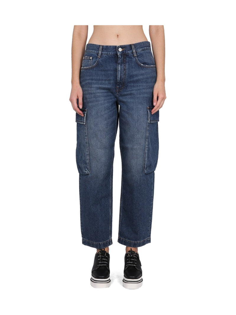 Stella McCartney Cropped Cargo Jeans in Dark Blue