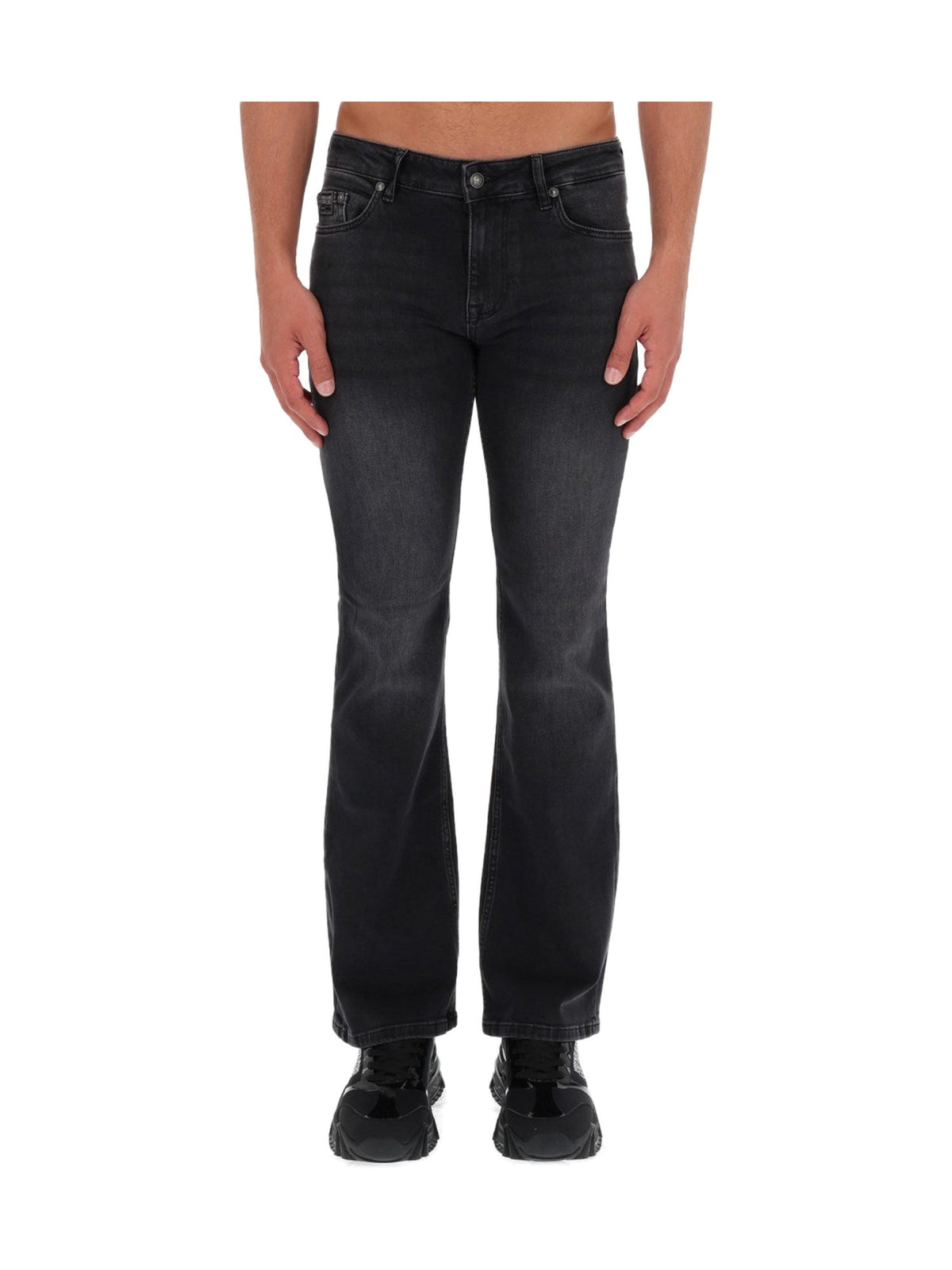 Versace Jeans Couture Slim Flare Jeans in Faded Black