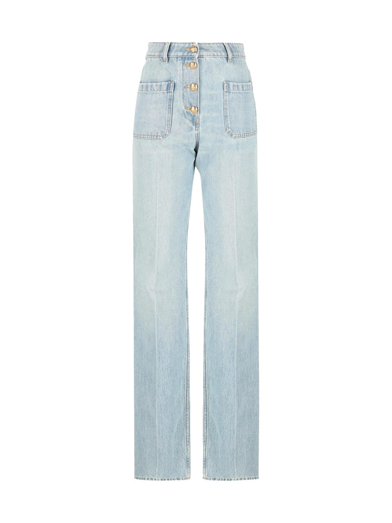 Valentino Button-Fly Jeans with Gold Buttons