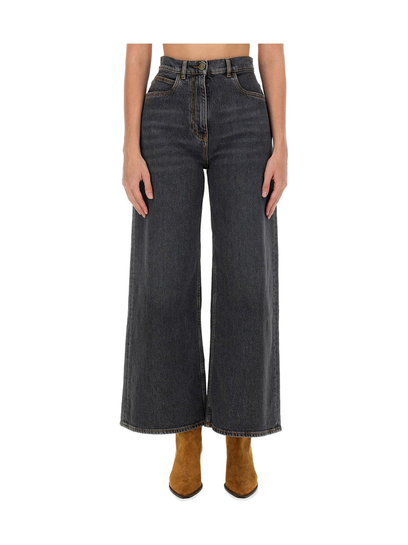 ETRO Baggy Jacquard Jeans in Charcoal