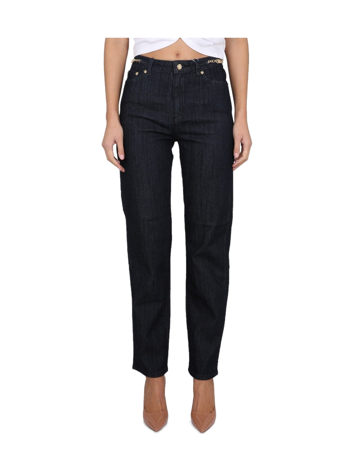 Michael Michael Kors High-Waisted Straight Jeans in Dark Rinse