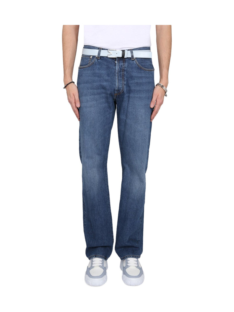 Alexander McQueen Five-Pocket Straight Jeans in Mid Blue
