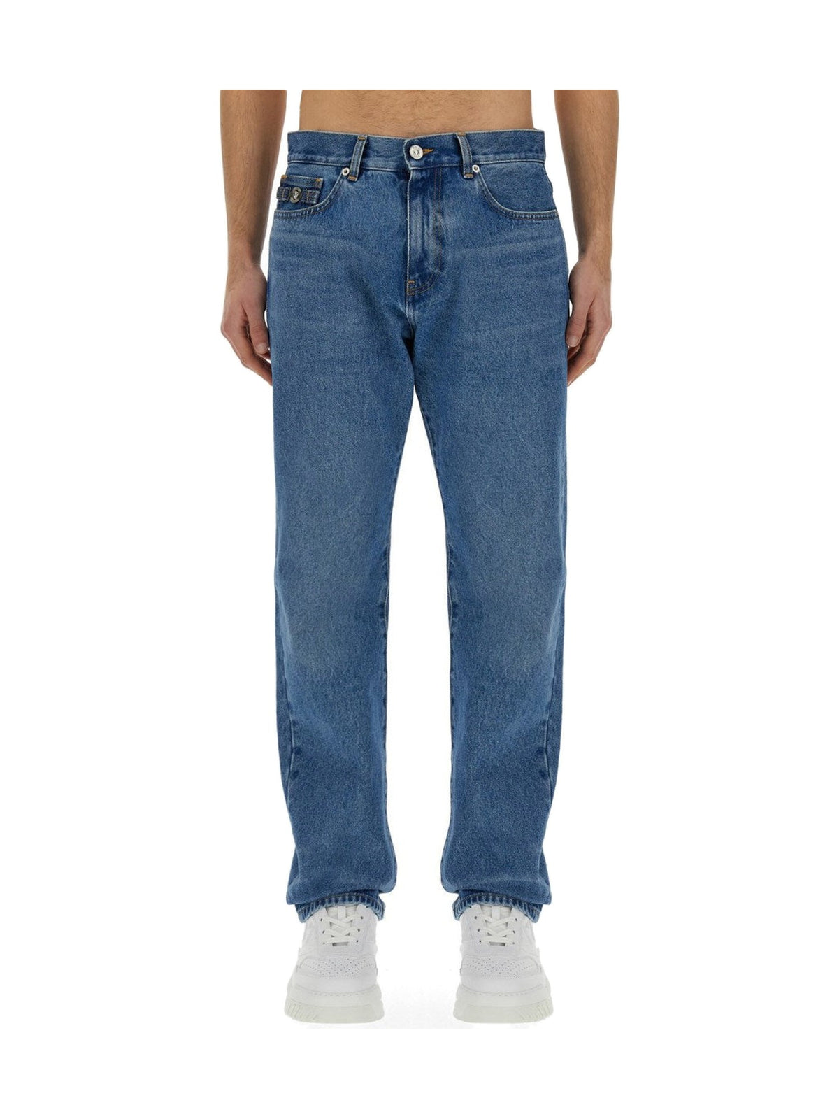 Versace Regular Fit Jeans in Mid Blue