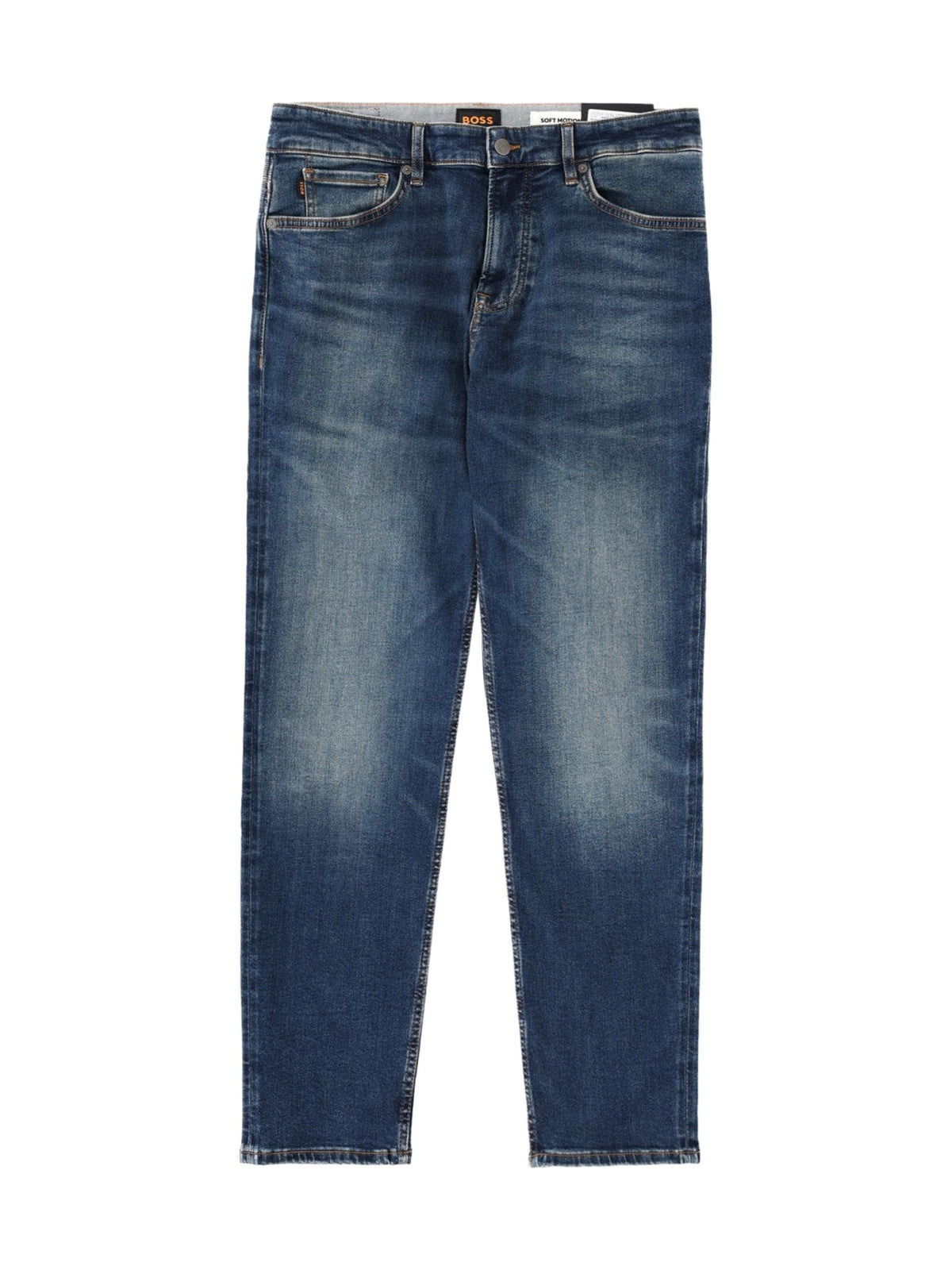 BOSS Tapered Stretch Jeans in Mid Blue